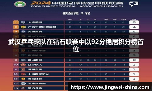 武汉乒乓球队在钻石联赛中以92分稳居积分榜首位