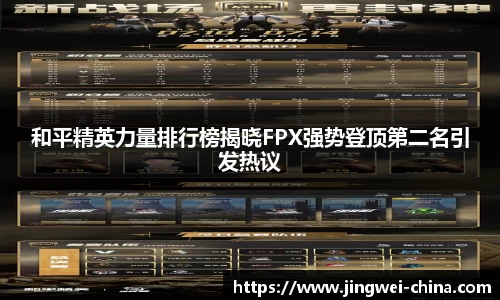 和平精英力量排行榜揭晓FPX强势登顶第二名引发热议